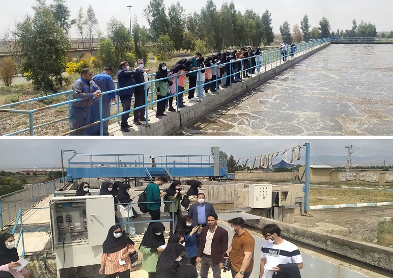 بازدید دانشجویان رشته بهداشت محیط ساوه از تصفیه خانه فاضلاب این شهر
